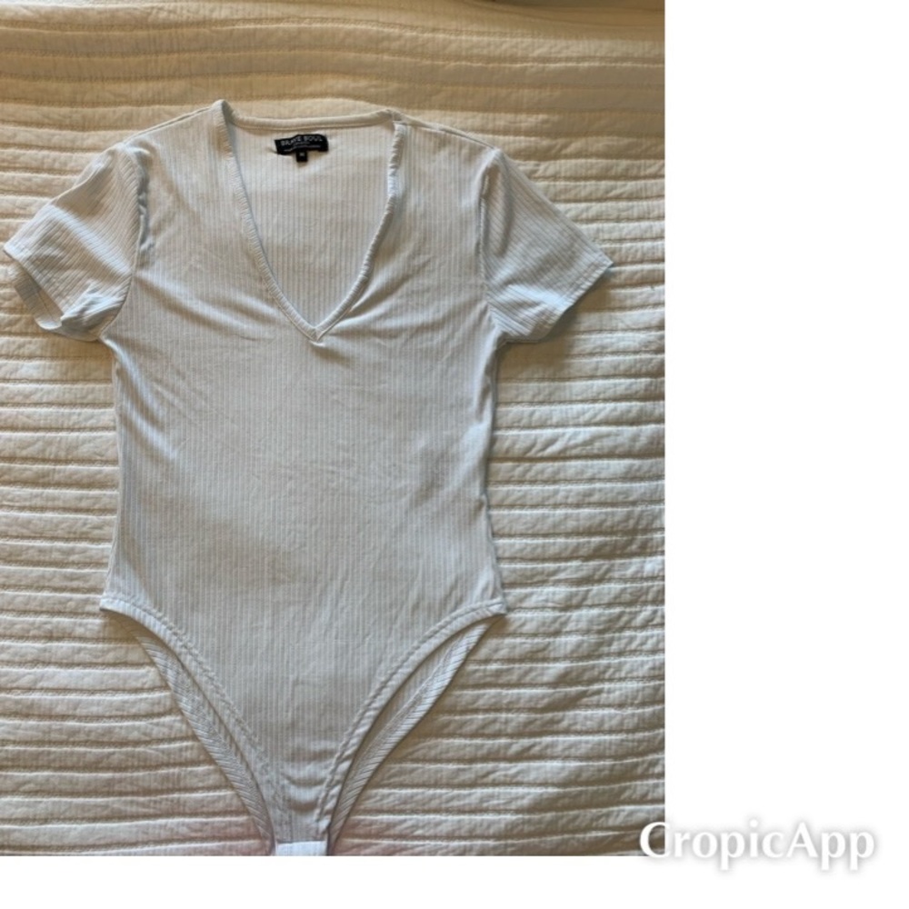 ASOS - White Ribbed Bodysuit Sz. M